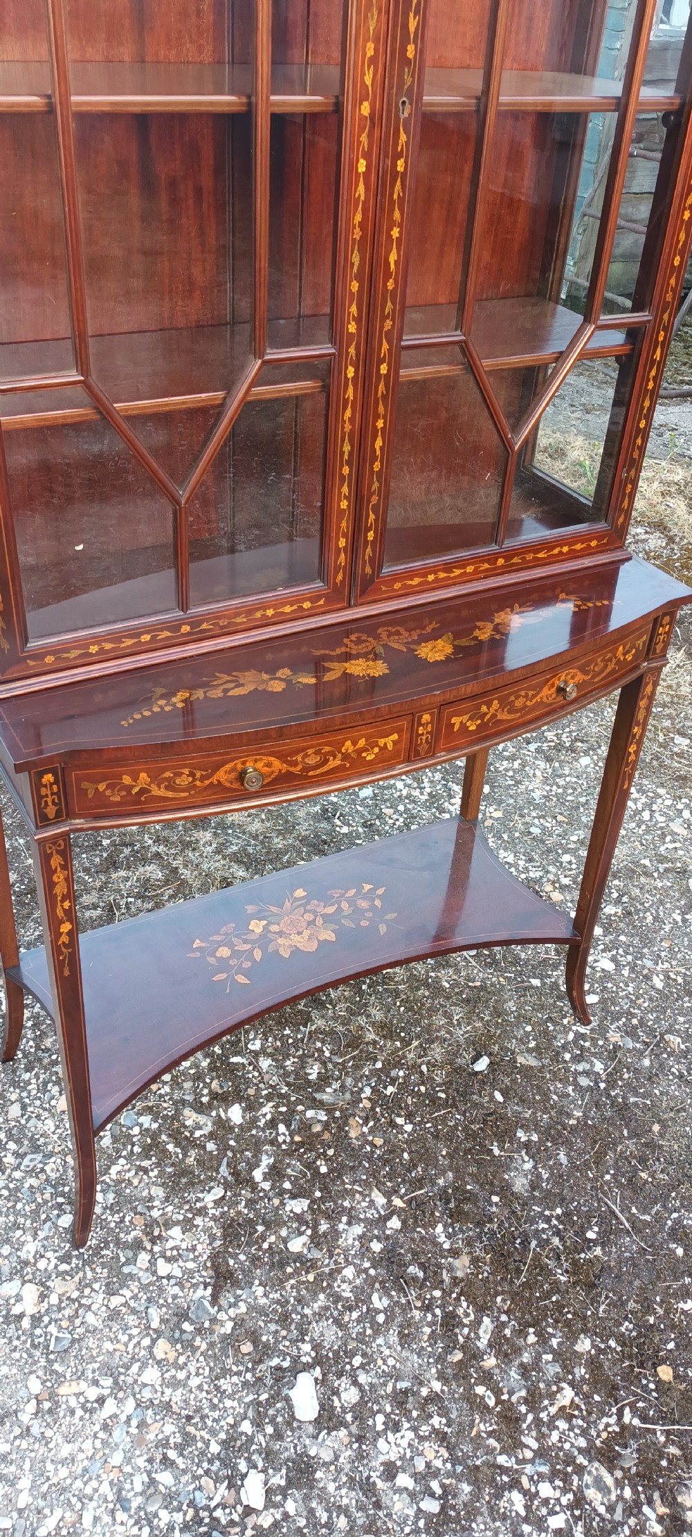 Elegant inlaid mahogany Edwardian display cabinet.  View VI