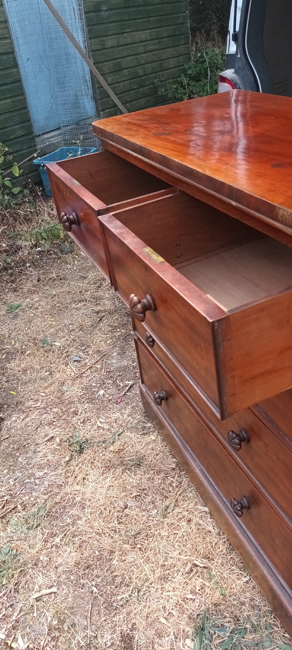 Practical Mid-Victorian mahogany chest of drawers.  View III