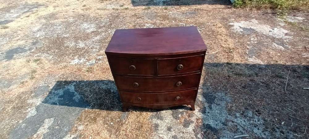 Regency mahogany bow front chest of drawers.  View V