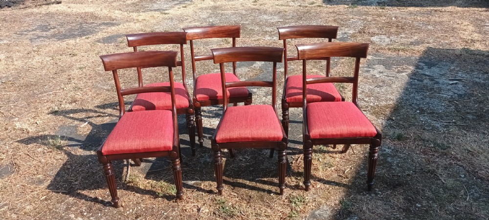 Set of 6 early Victorian mahogany dining chairs. 