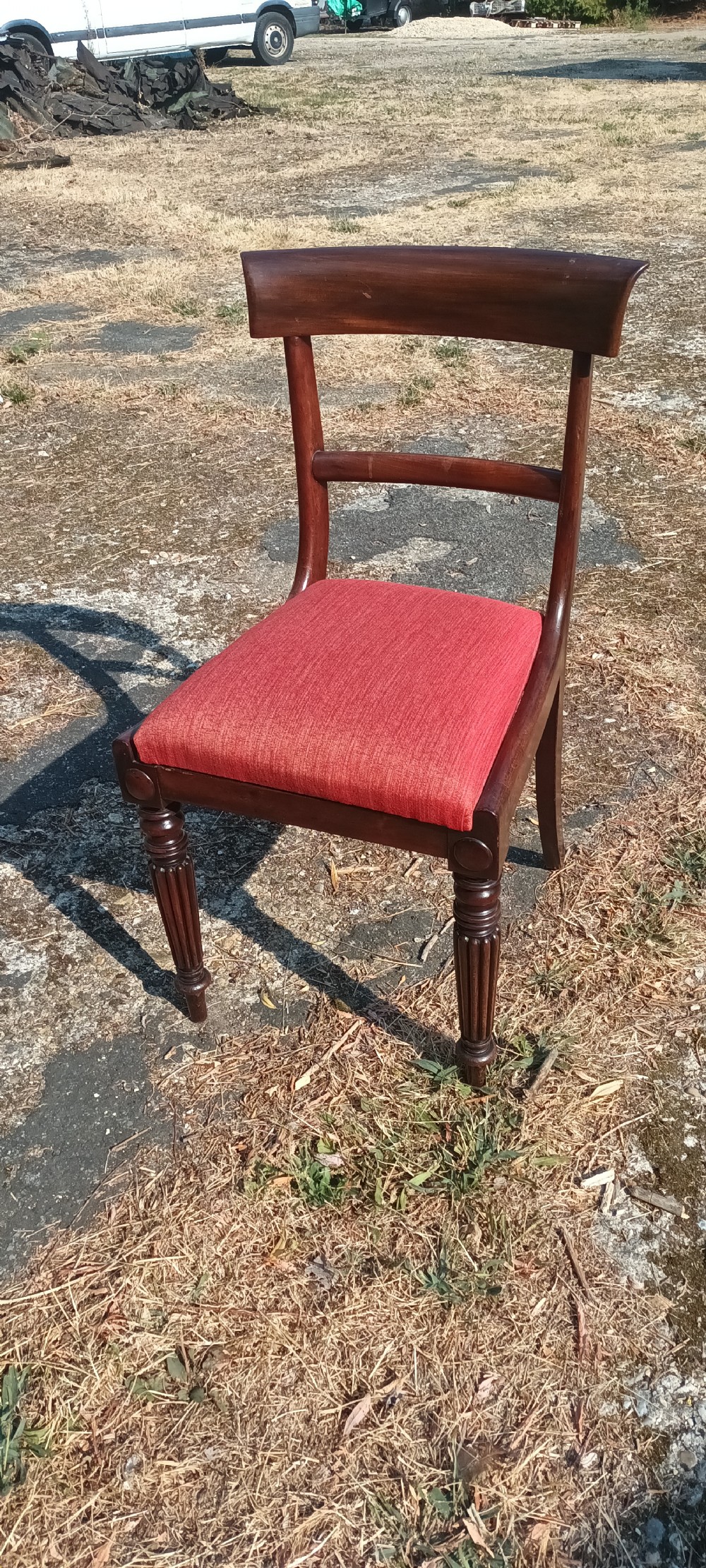Set of 6 early Victorian mahogany dining chairs.  View II