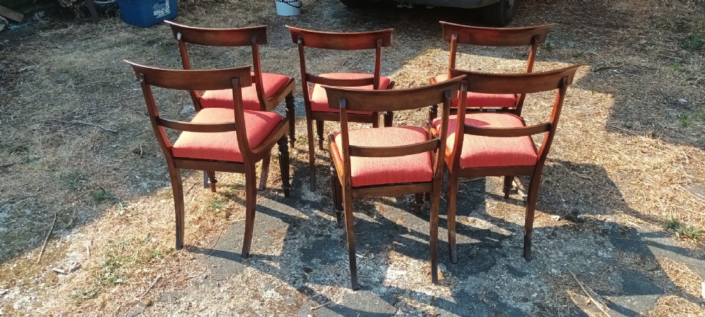 Set of 6 early Victorian mahogany dining chairs.  View III