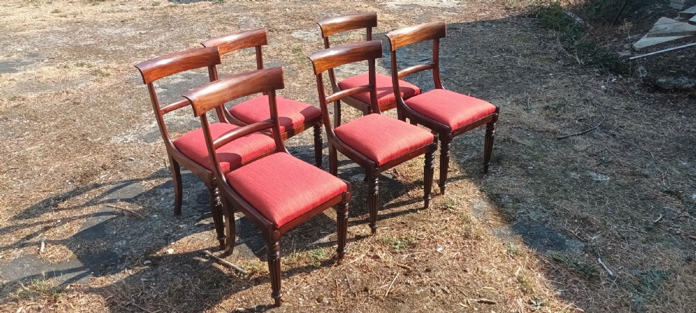 Set of 6 early Victorian mahogany dining chairs.  View IV