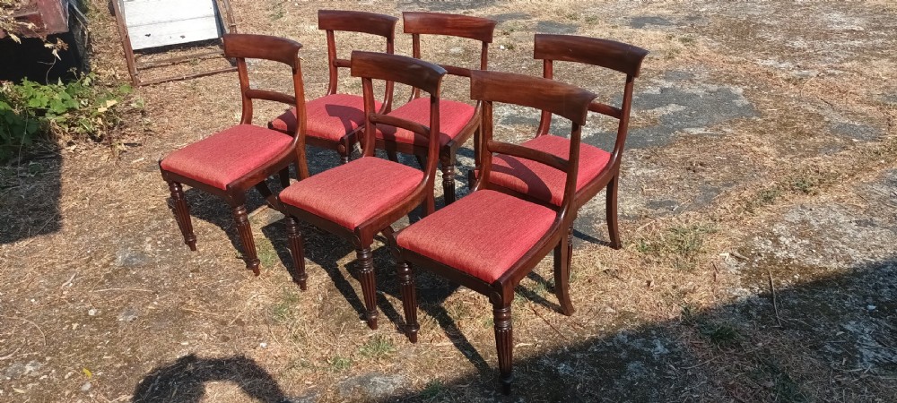 Set of 6 early Victorian mahogany dining chairs.  View V