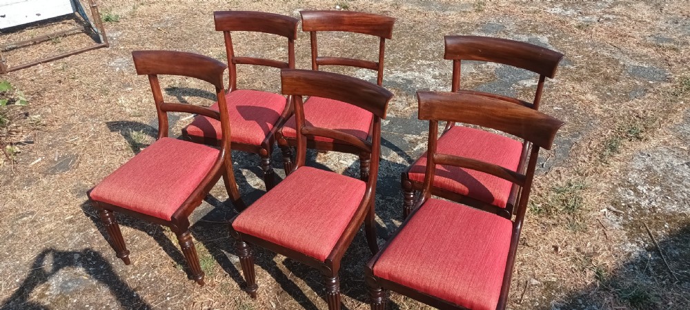 Set of 6 early Victorian mahogany dining chairs.  View VII