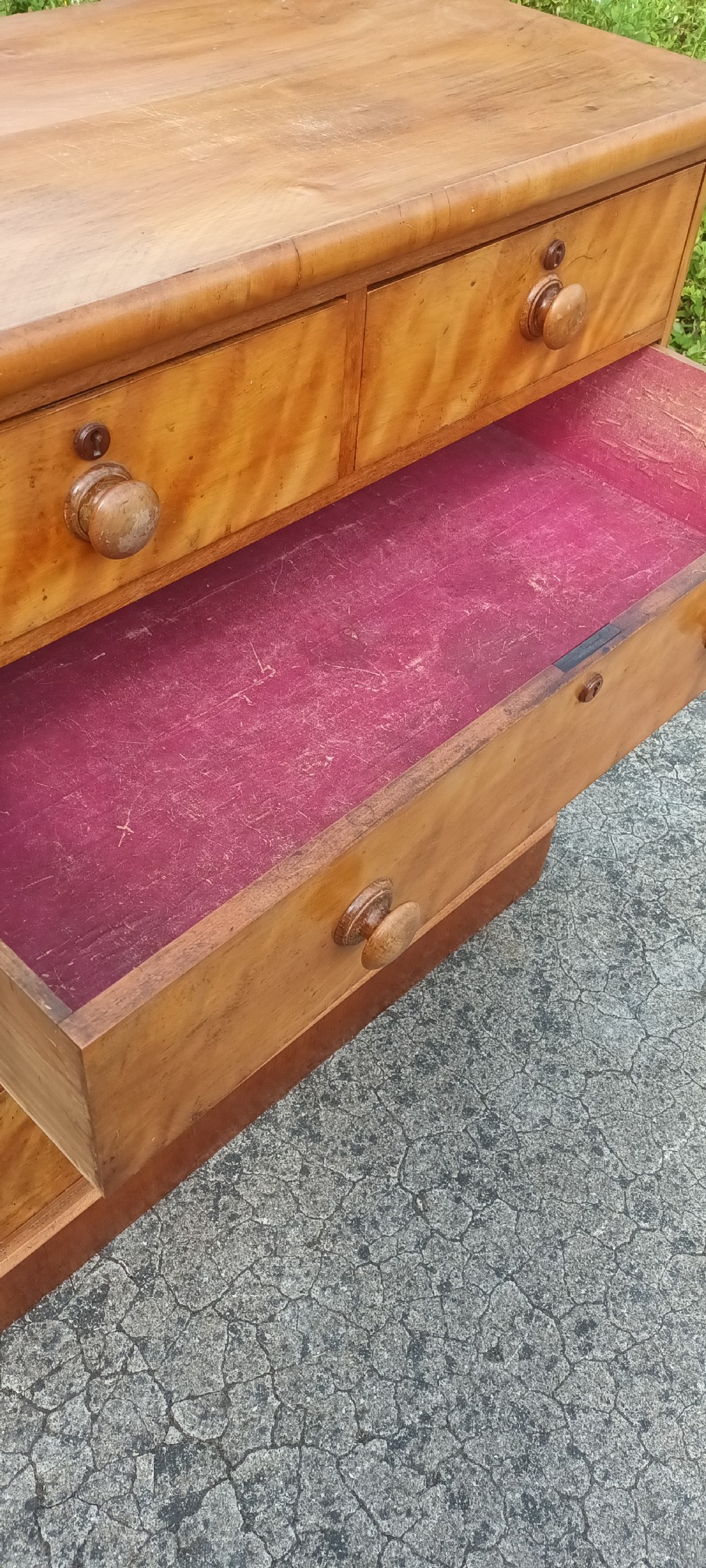 Mid Victorian satinbirch chest of drawers. View IV