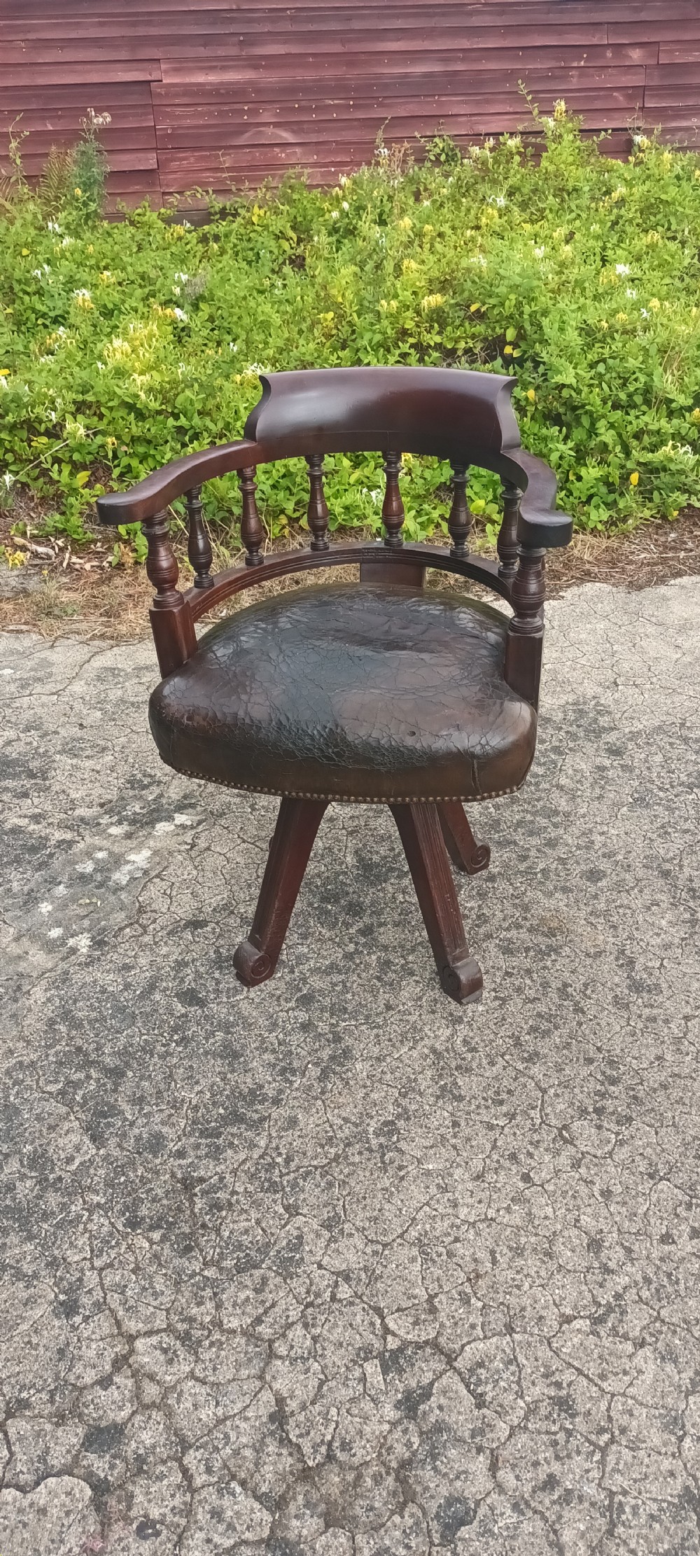 Late Victorian mahogany revolving desk armchair. 