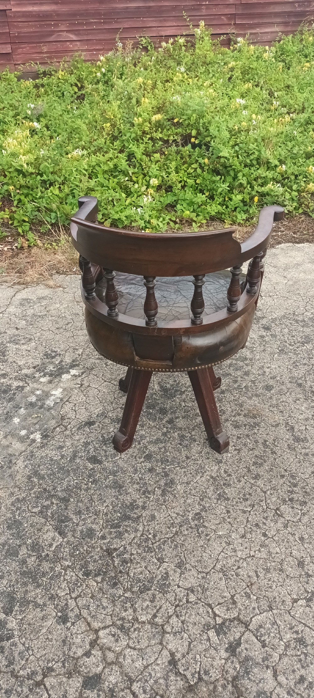Late Victorian mahogany revolving desk armchair.  View II