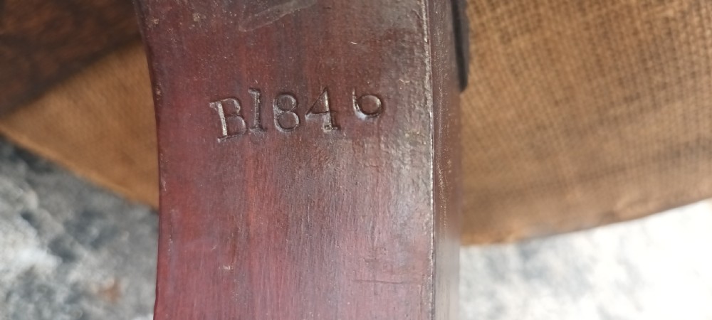 Late Victorian mahogany revolving desk armchair.  View VI