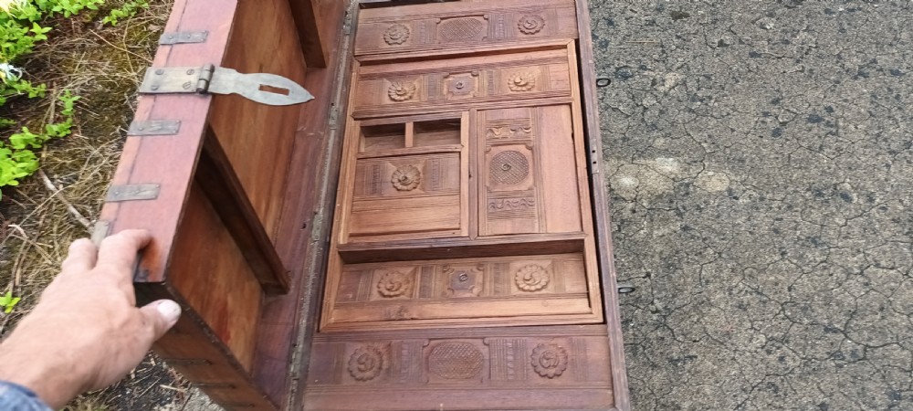 Indian fitted metal bound trunk. View IV