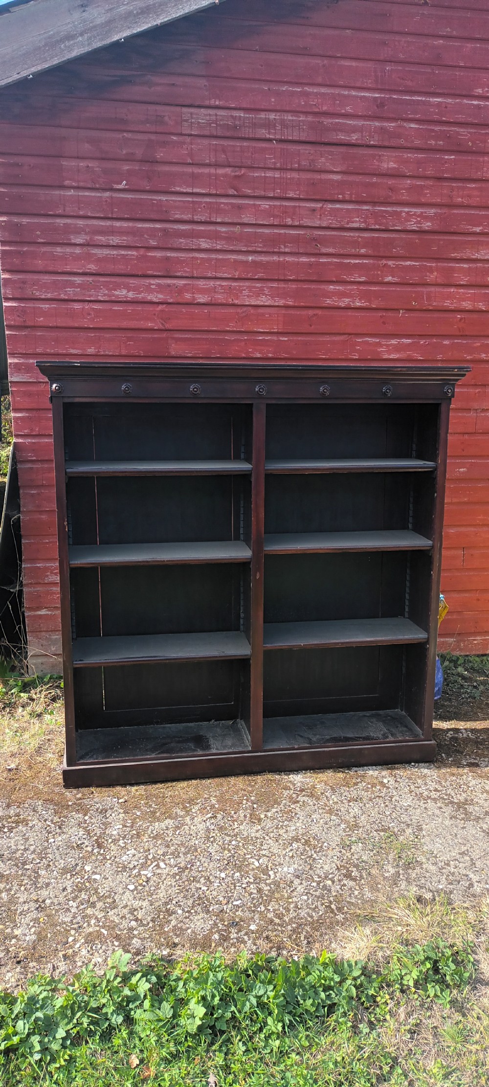 Practical mahogany open front bookcase. 