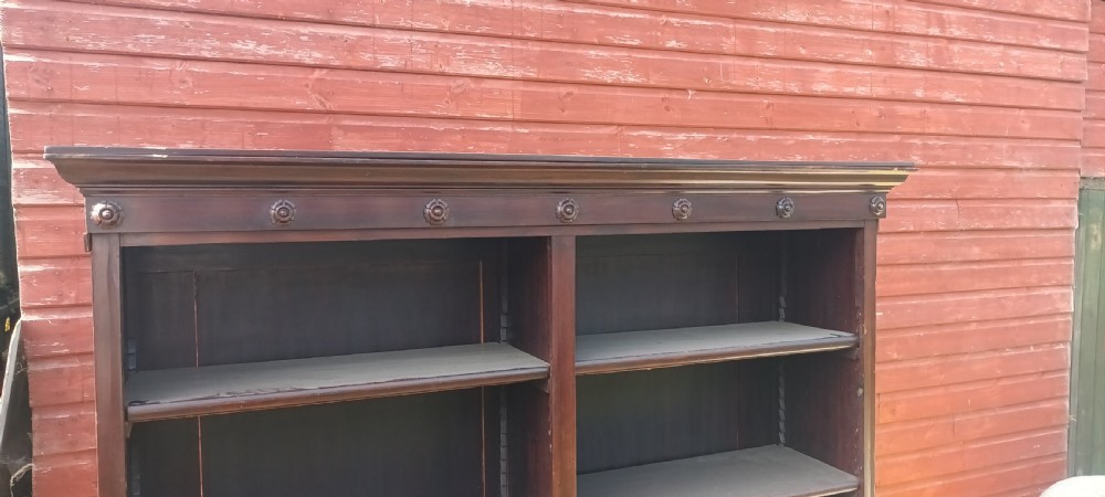 Practical mahogany open front bookcase.  View III