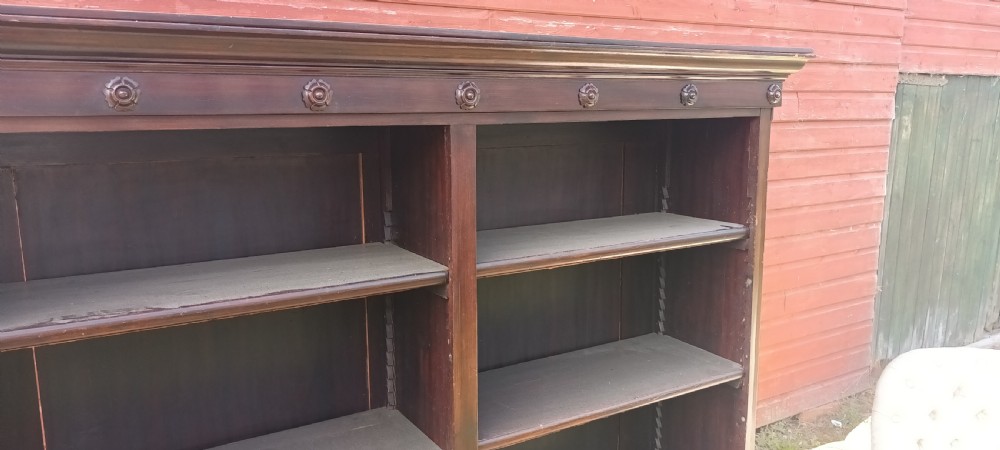 Practical mahogany open front bookcase.  View IV