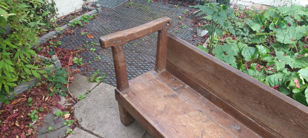 Antique oak hall bench. View IV