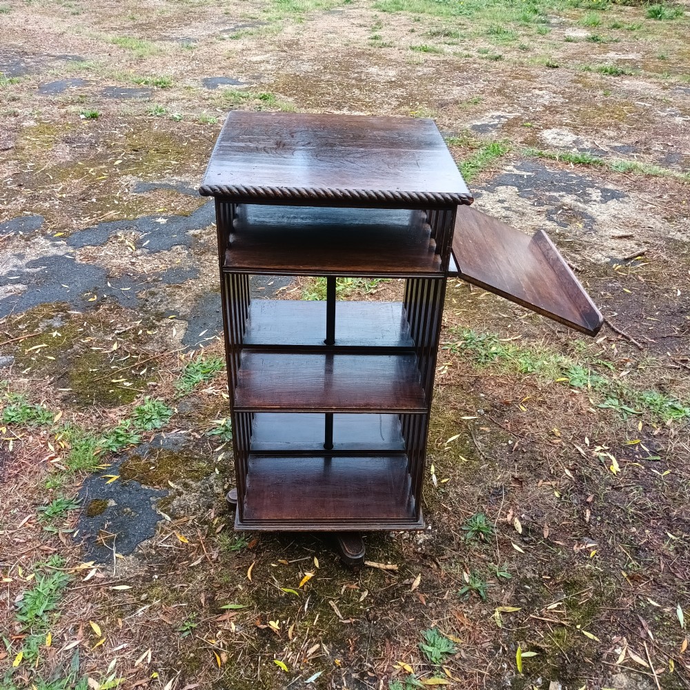 Early 20th century oak revolving bookcase. 