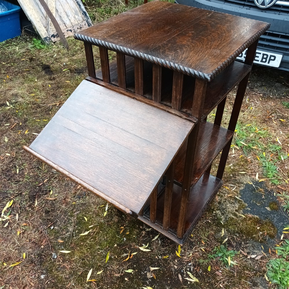 Early 20th century oak revolving bookcase.  View III