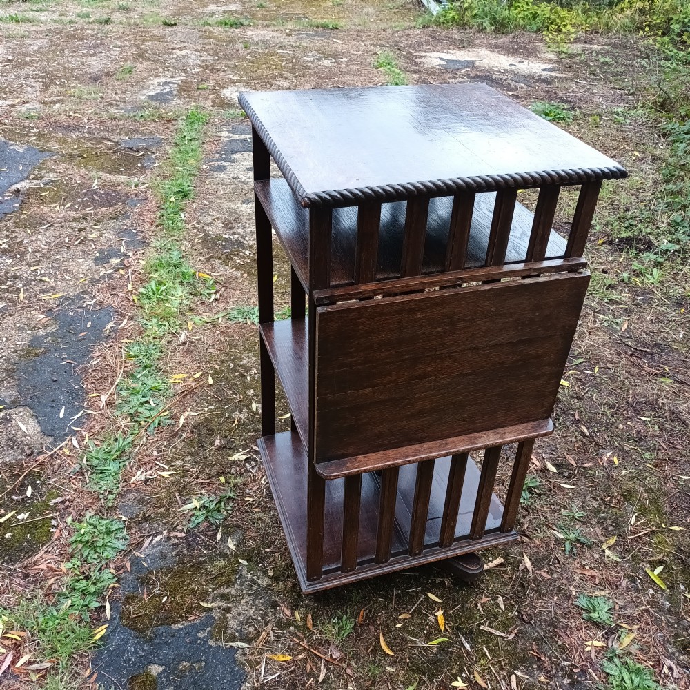 Early 20th century oak revolving bookcase.  View IV