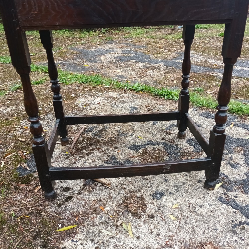 18th century oak single drawer side table. View IV