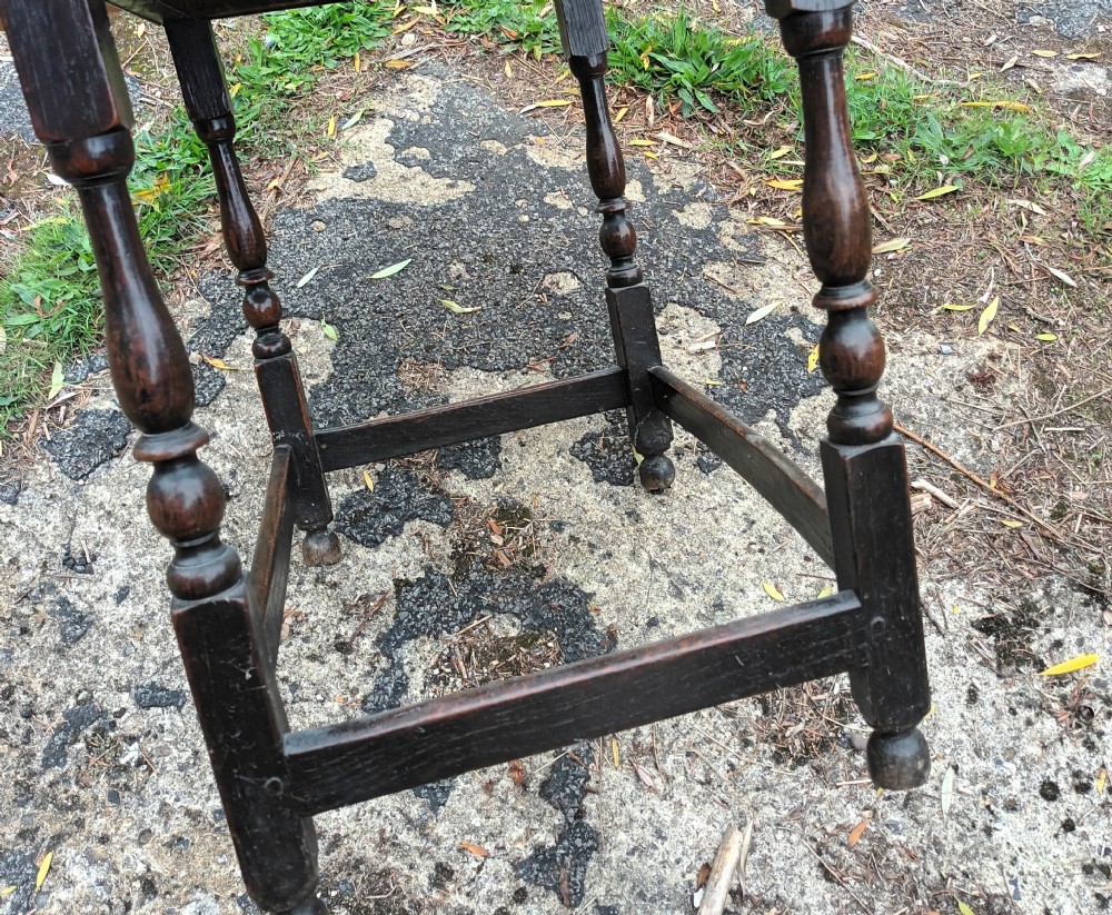 18th century oak single drawer side table. View VIII