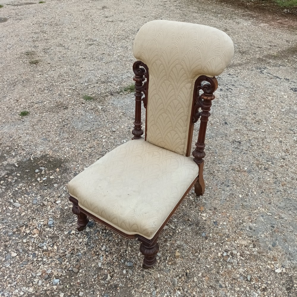 Carved Victorian walnut prie dieu ,of large size.