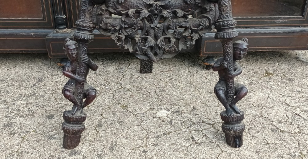 Carved Anglo Indian picture display easel. View IV