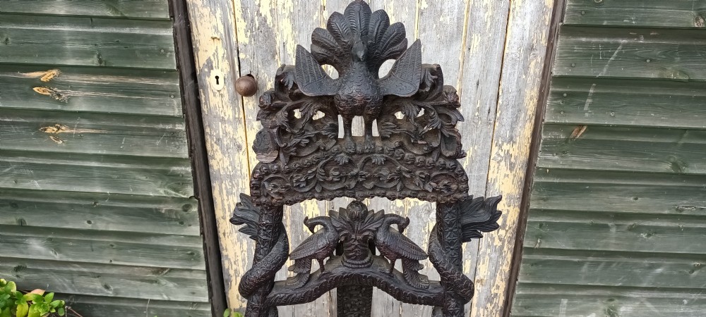 Carved Anglo Indian picture display easel. View V