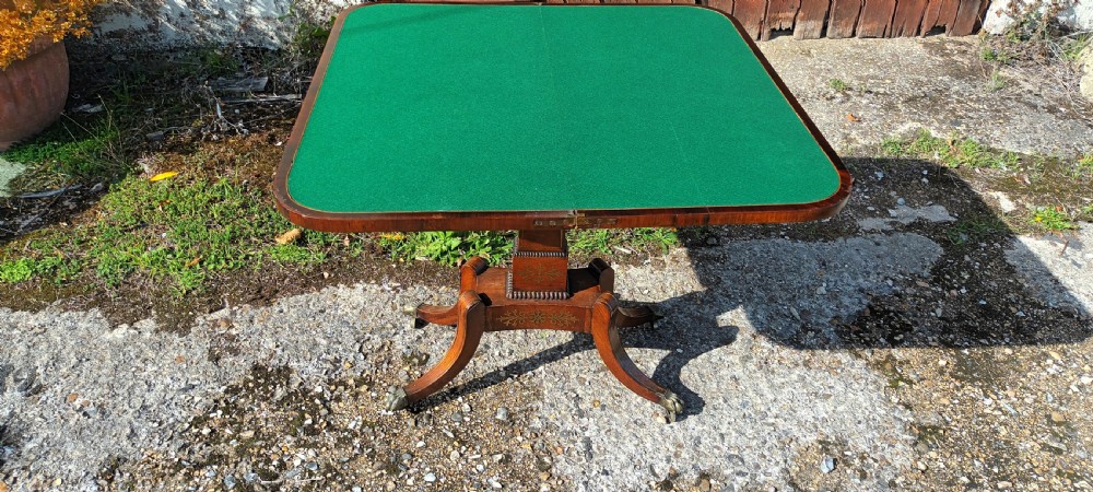 Regency brass inlaid rosewood games table. View III