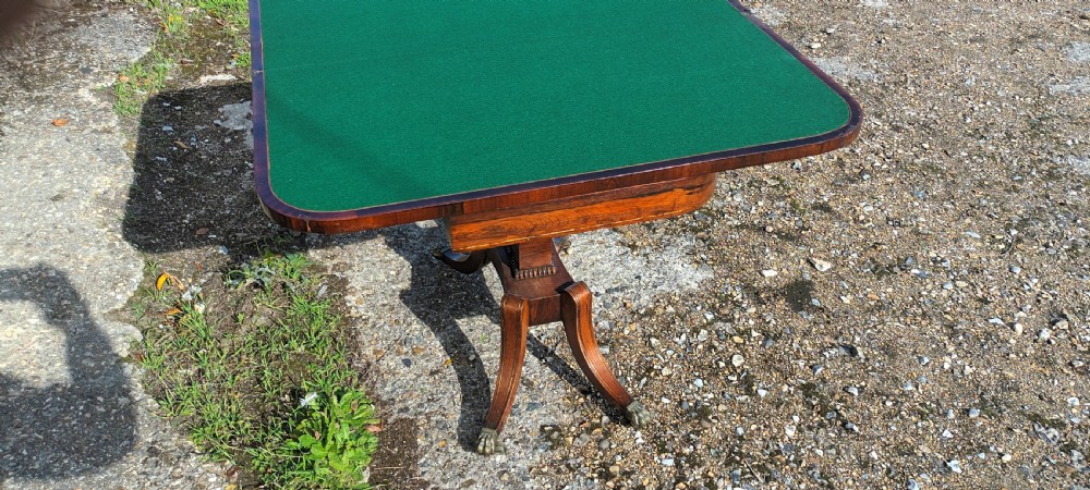 Regency brass inlaid rosewood games table. View IV