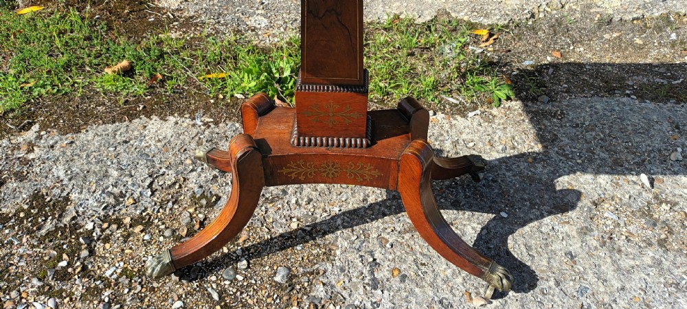 Regency brass inlaid rosewood games table. View VI