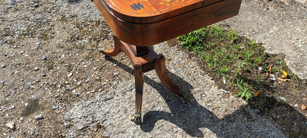 Regency brass inlaid rosewood games table. View VII