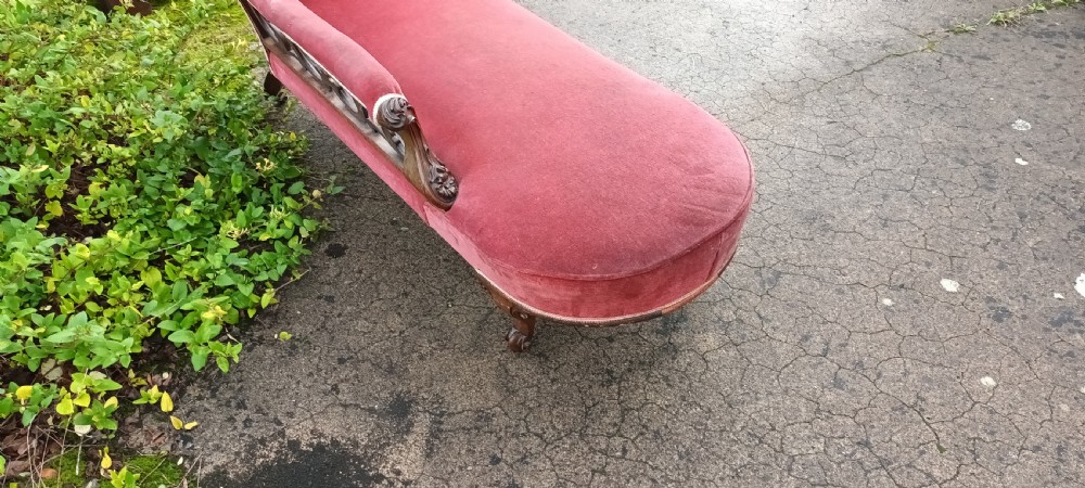 Mid Victorian rosewood chaise longue.  View V