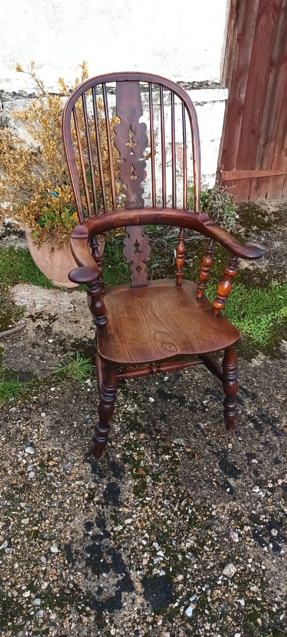 Victorian yew Windsor armchair. 