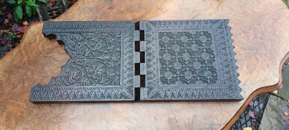 Nicely carved folding Eastern Koran stand. View V