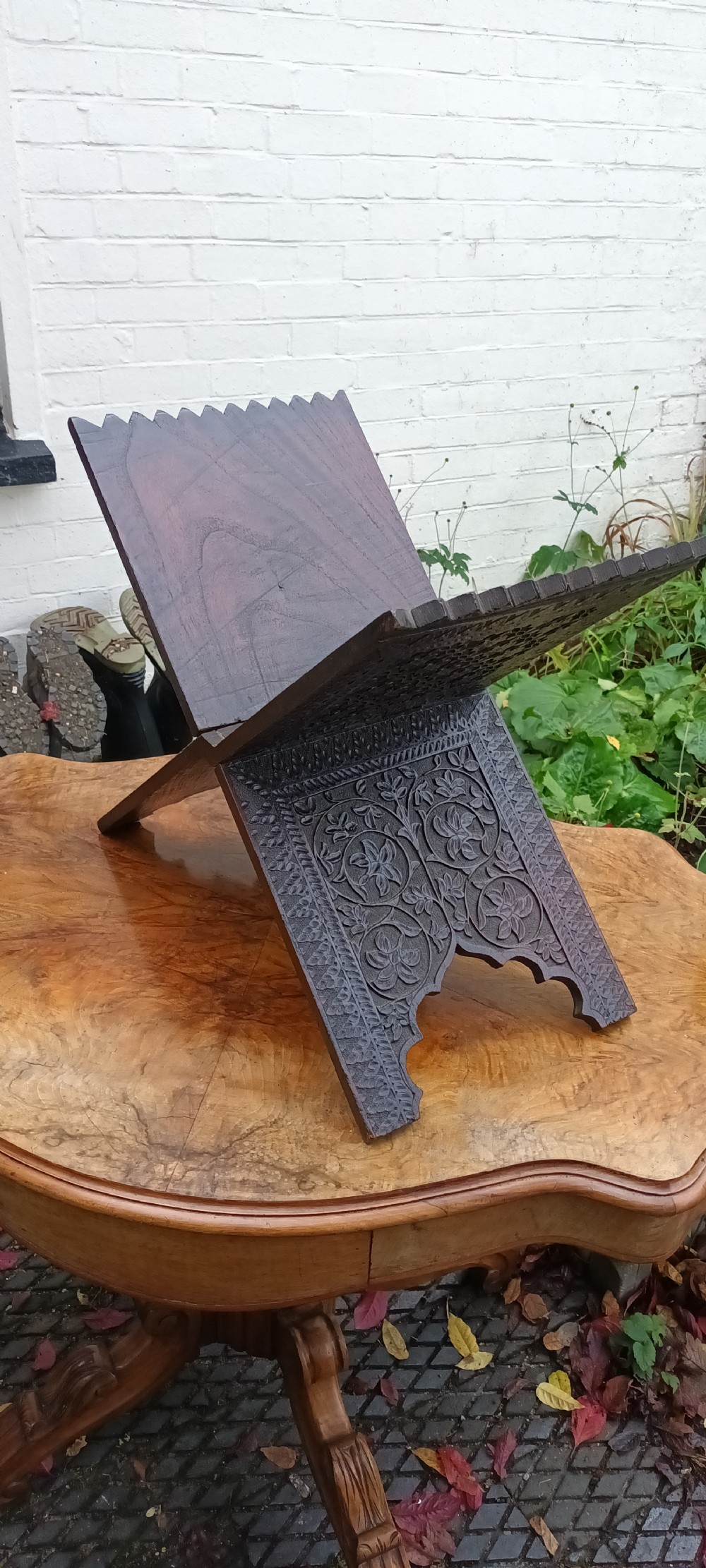 Nicely carved folding Eastern Koran stand. View VII