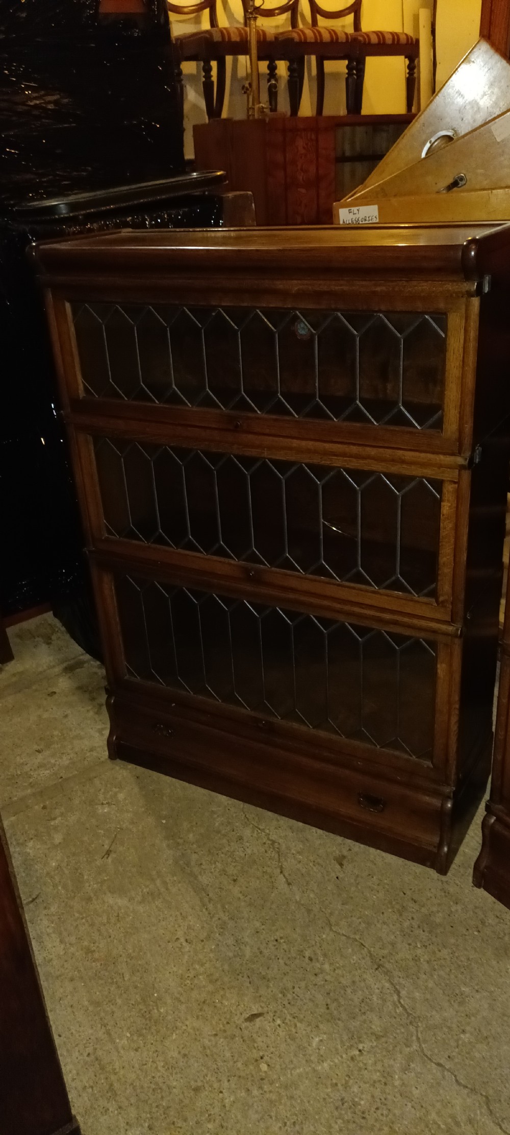Pair of oak leaded glazed Globe Wernicke Bookcases. View II