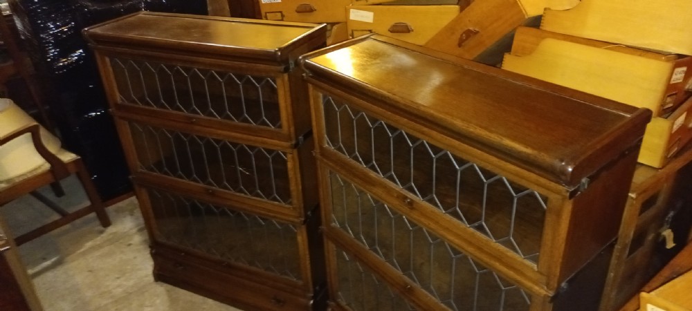 Pair of oak leaded glazed Globe Wernicke Bookcases. View VII