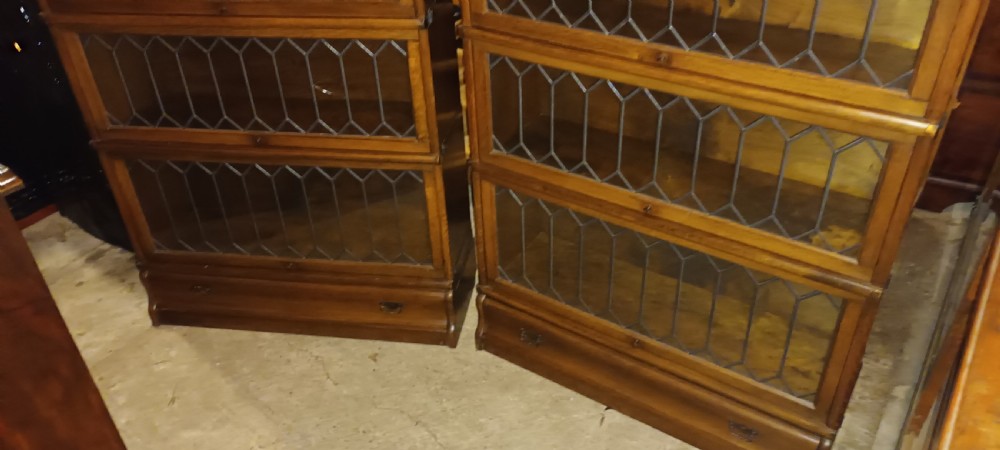Pair of oak leaded glazed Globe Wernicke Bookcases. View VIII