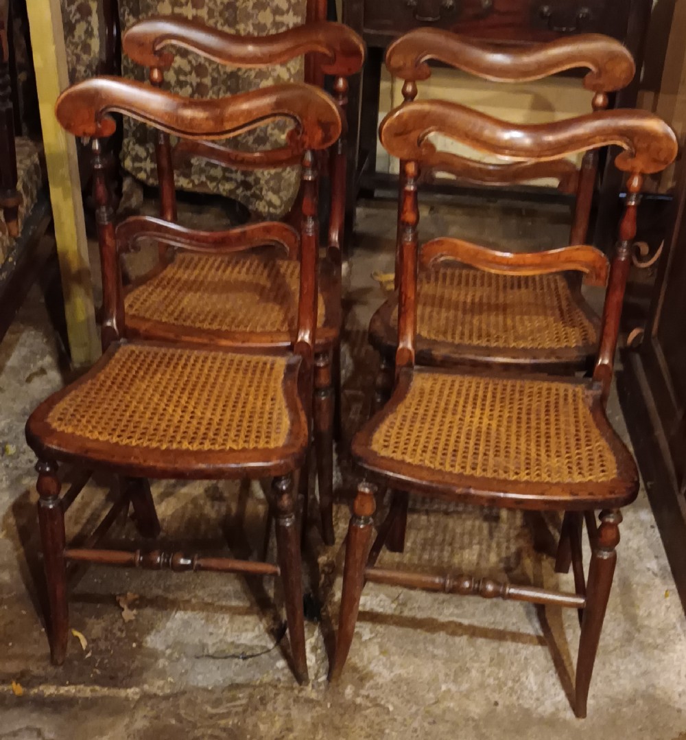 Set of 4 mid Victorian cane seat bedroom chairs.