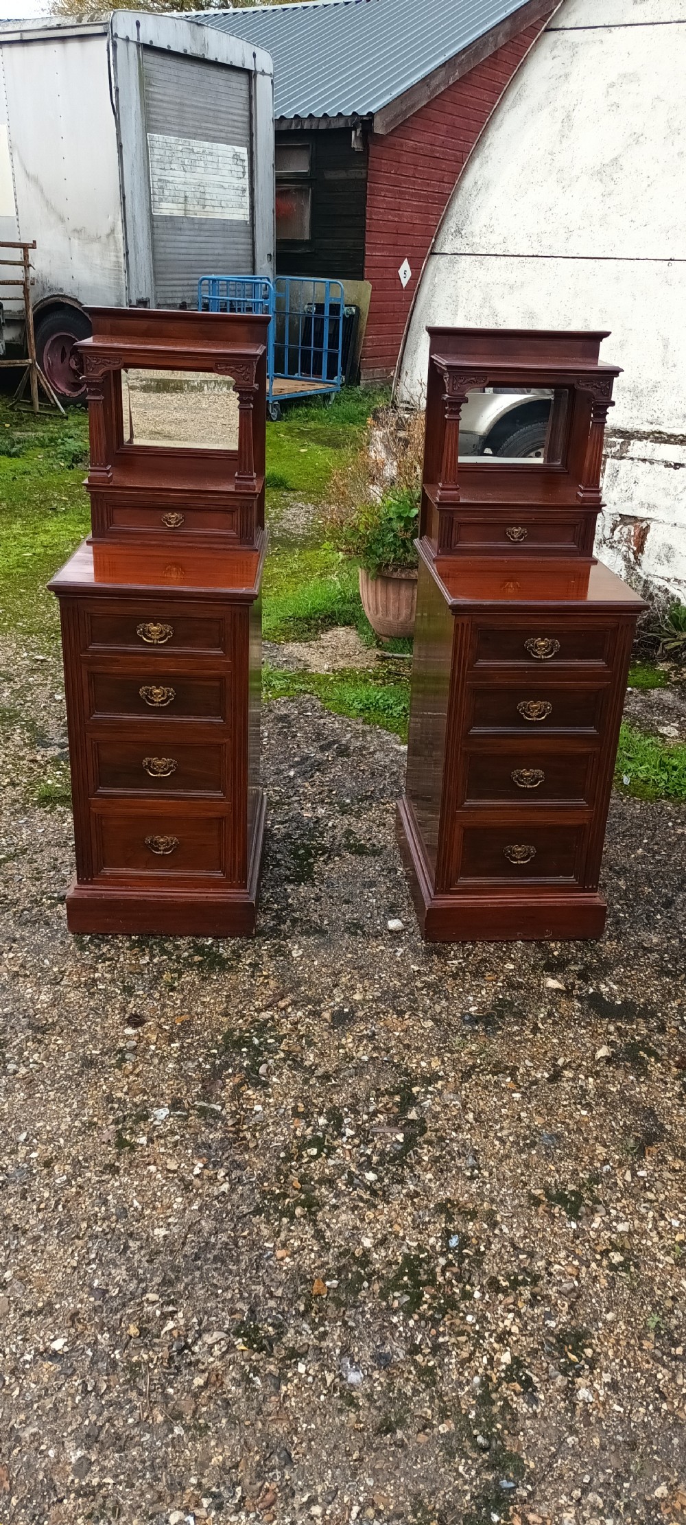 Pair of large Late Victorian bedside chests.