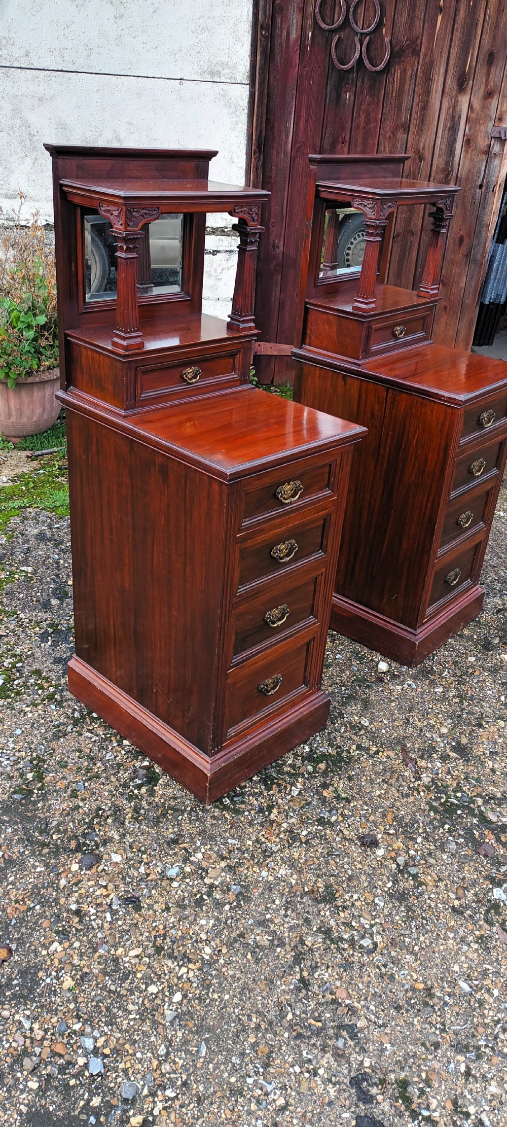 Pair of large Late Victorian bedside chests. View II