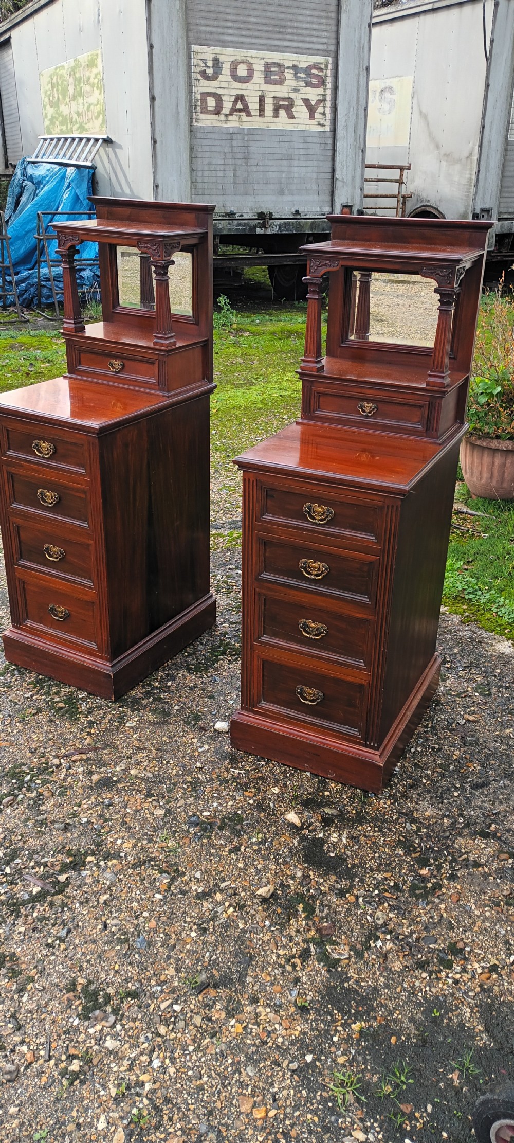 Pair of large Late Victorian bedside chests. View III