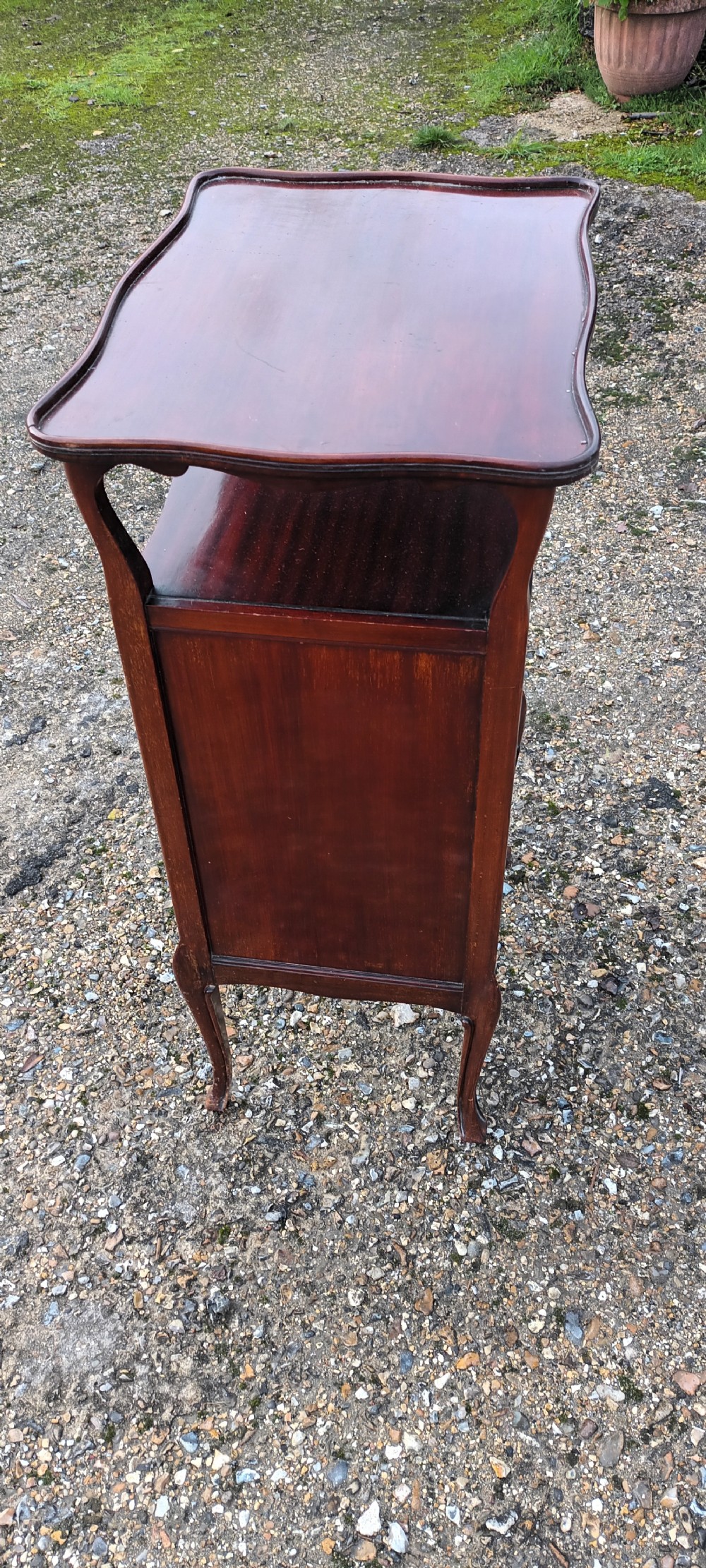Edwardian inlaid mahogany music cabinet.  View II