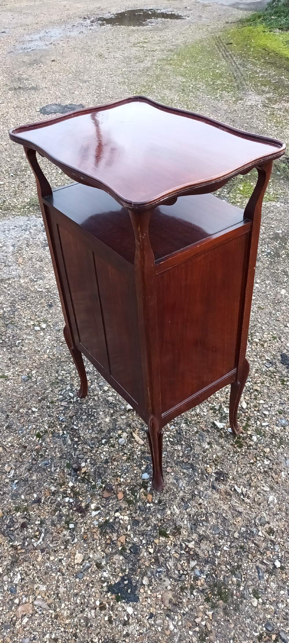 Edwardian inlaid mahogany music cabinet.  View III