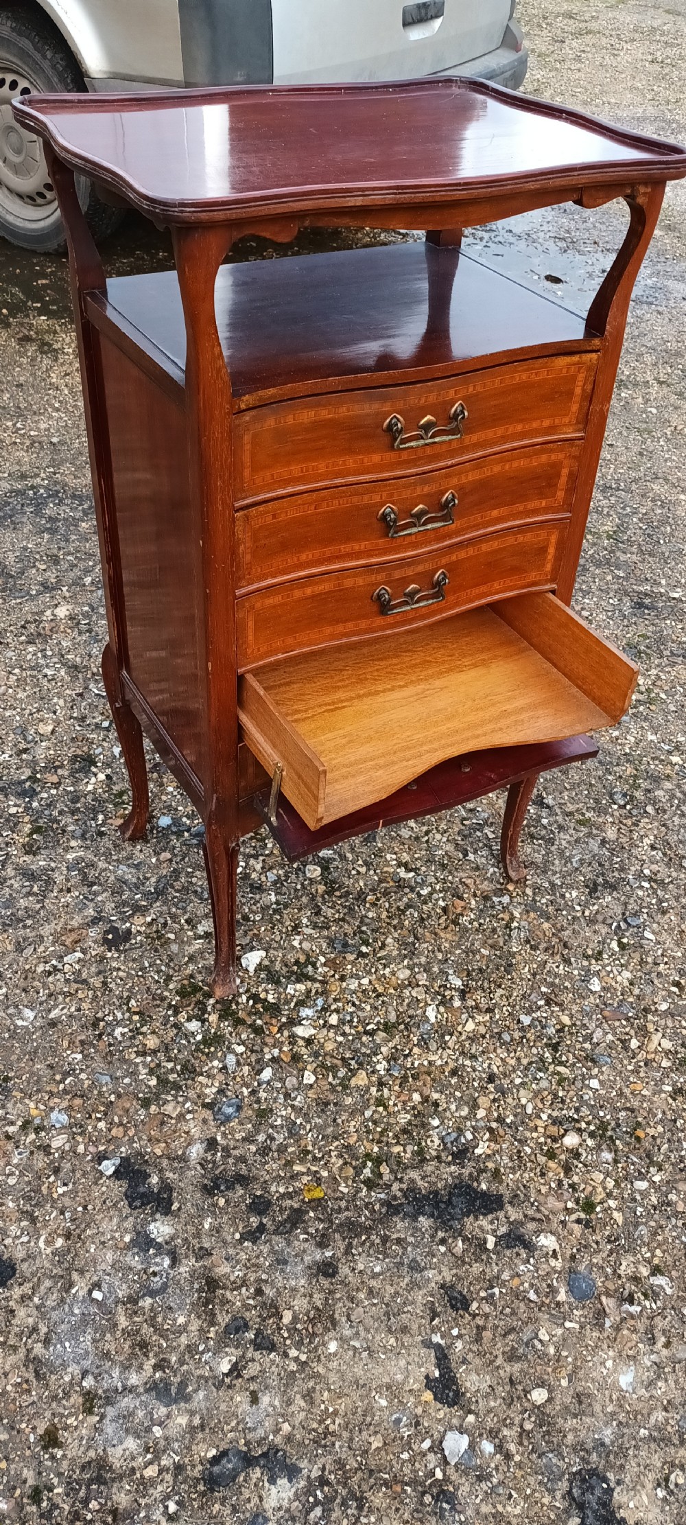 Edwardian inlaid mahogany music cabinet.  View IV