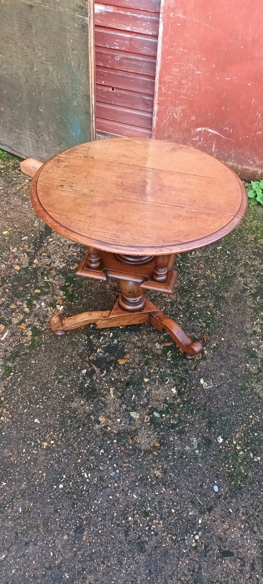 Unusual oak revolving occasional table  View IV