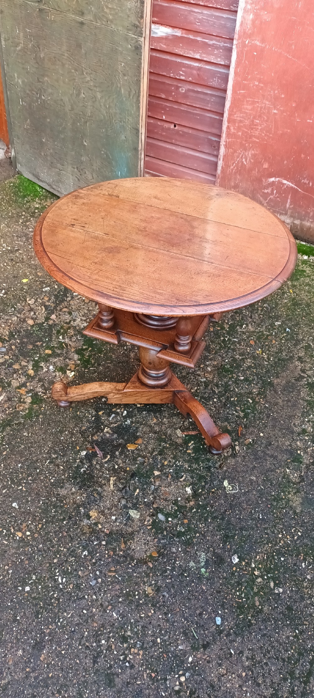 Unusual oak revolving occasional table  View V