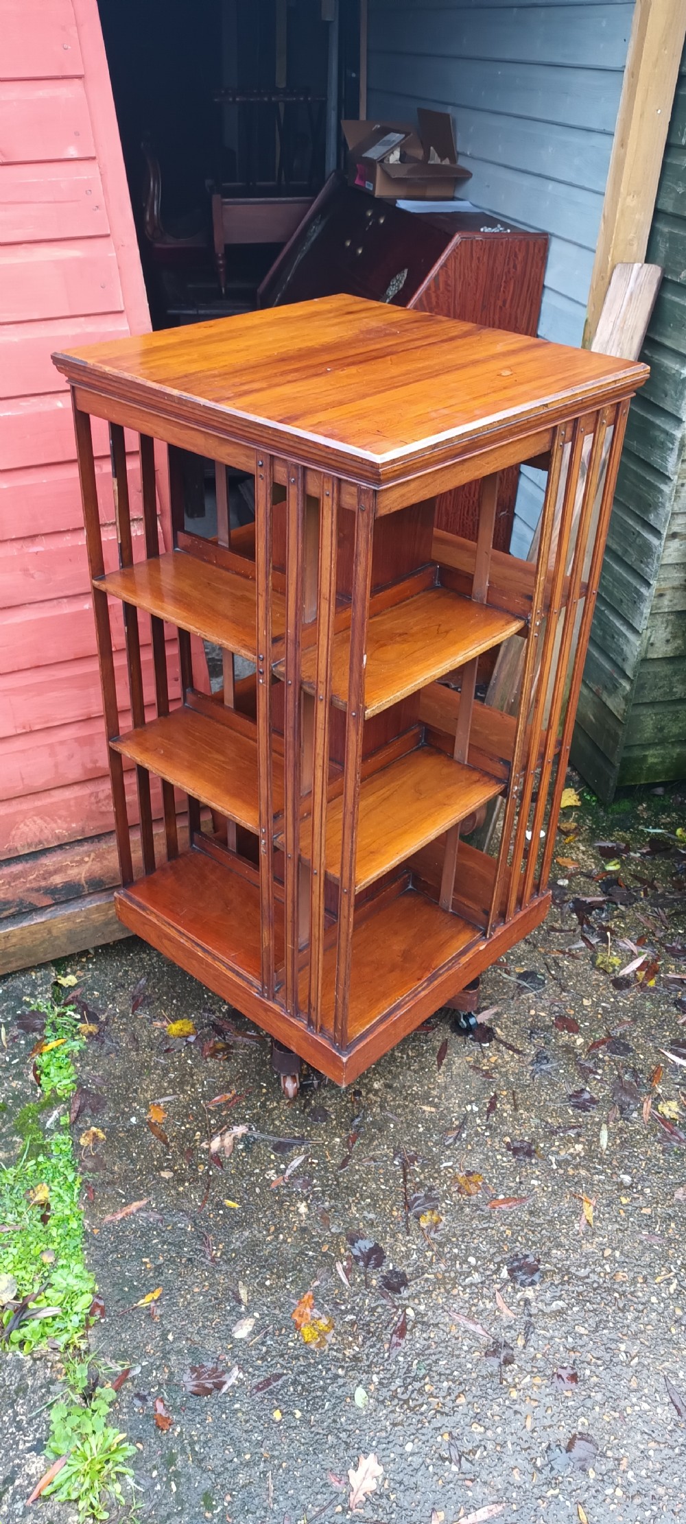 Late Victorian walnut revolving bookcase 