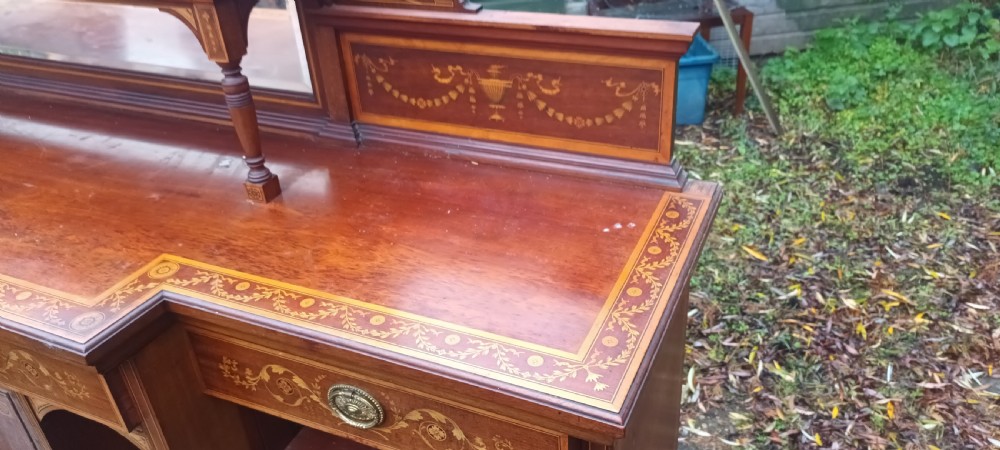 Howard stamped inlaid mahogany side cabinet  View X