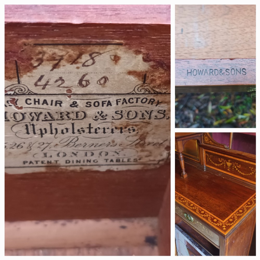 Howard stamped inlaid mahogany side cabinet  View XII
