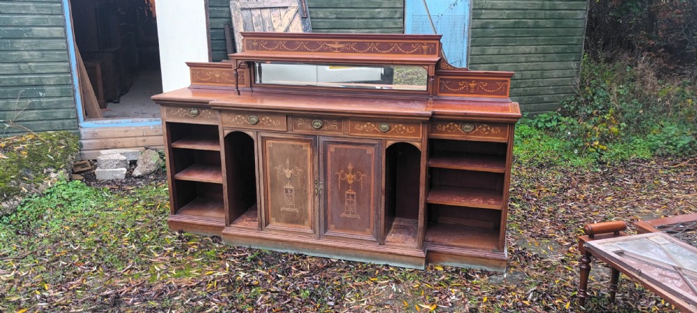 Howard stamped inlaid mahogany side cabinet  View XVI